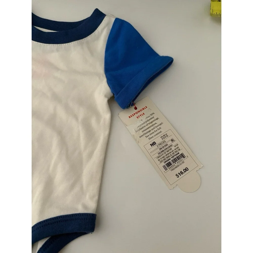 NEW baby boy size NB Cat & Cat red, white, & blue onesie outfit.